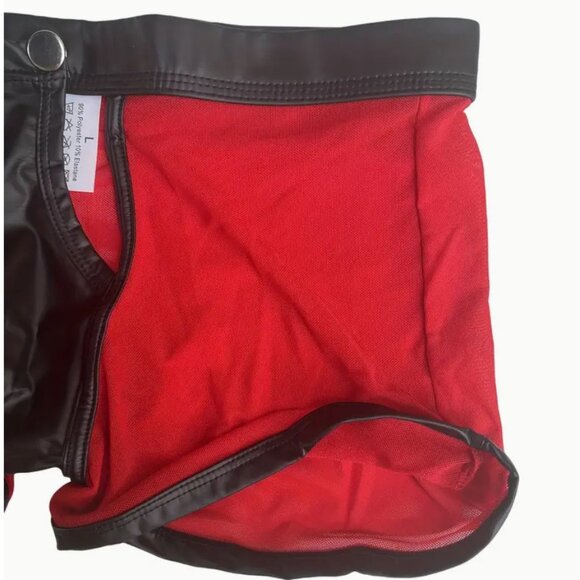 Low Rise Removable Faux Leather Crotch Boxer Brief M - Picture 5 of 9